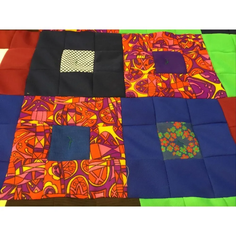 Handmade Baby Quilt Patchwork Block Pattern Crib Quilt‎ Multi Colors 42x42